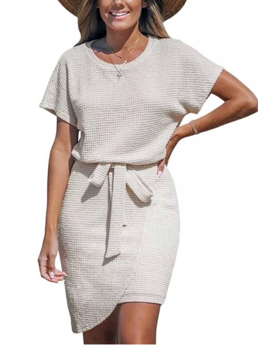 CUPSHE | Waffle Knit Cover-Up Mini Dress SZ Large